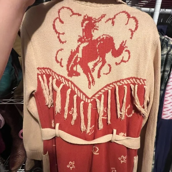 Idyllwind Cream and Red Cardigan Sweater - Picture 7 of 7